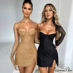 Silk Suspender Tight Dress In Bright Color
