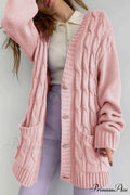 Single-Breasted Knit Cable Cardigan