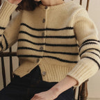 Single-Breasted Striped Knit Cardigan