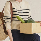 Single-Breasted Striped Knit Cardigan