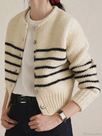 Single-Breasted Striped Knit Cardigan