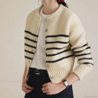 Single-Breasted Striped Knit Cardigan