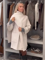 Single Buckle Woolen Irregular Coat