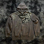Skull Patchwork Zipper Hoodie