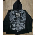 Skull Patchwork Zipper Hoodie