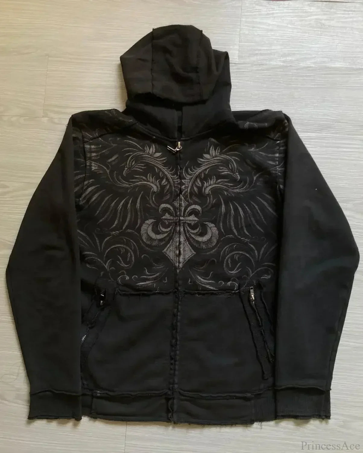 Skull Print Hooded Sweatshirt