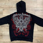 Skull Print Hooded Sweatshirt