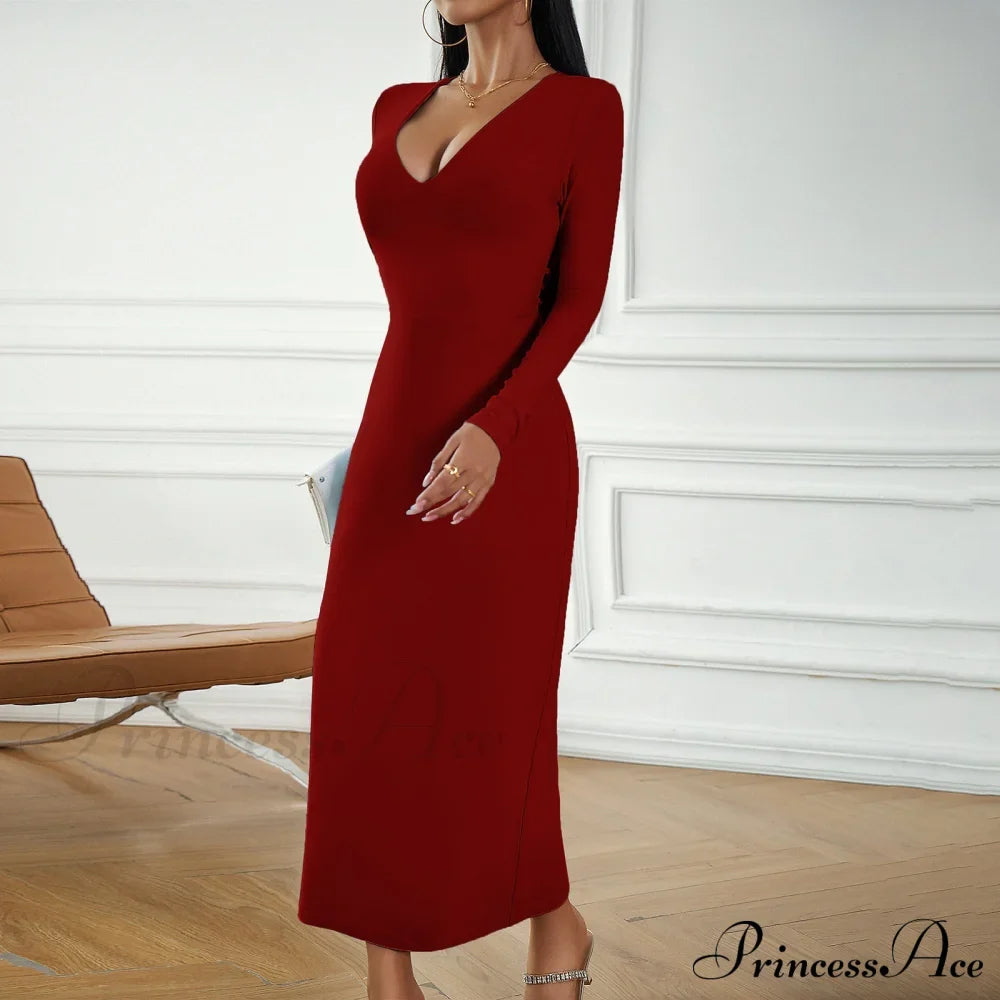 Sky Blue Midi Dress With Alluring Neckline And Comfort Fit
