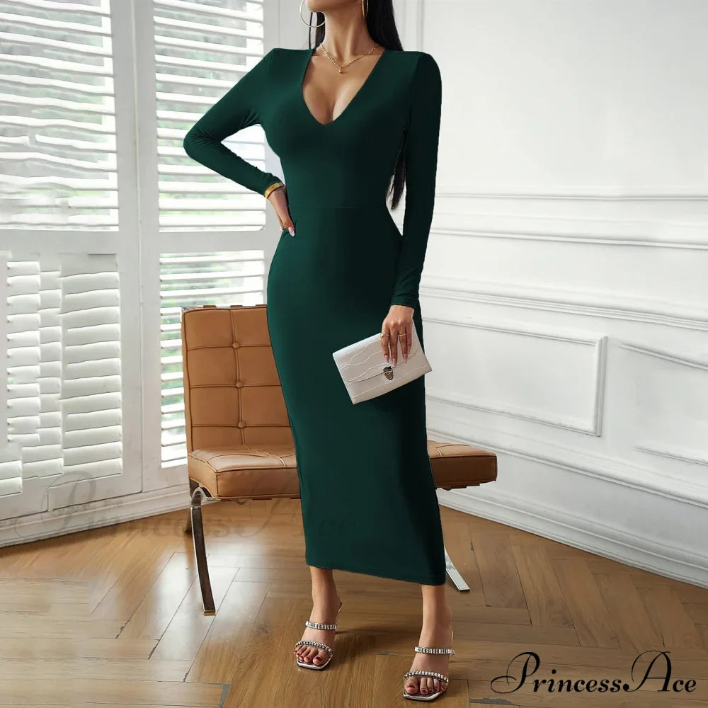 Sky Blue Midi Dress With Alluring Neckline And Comfort Fit