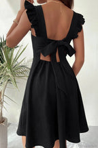 Sleeveless Mini Dress With Ruffle Tie-Back