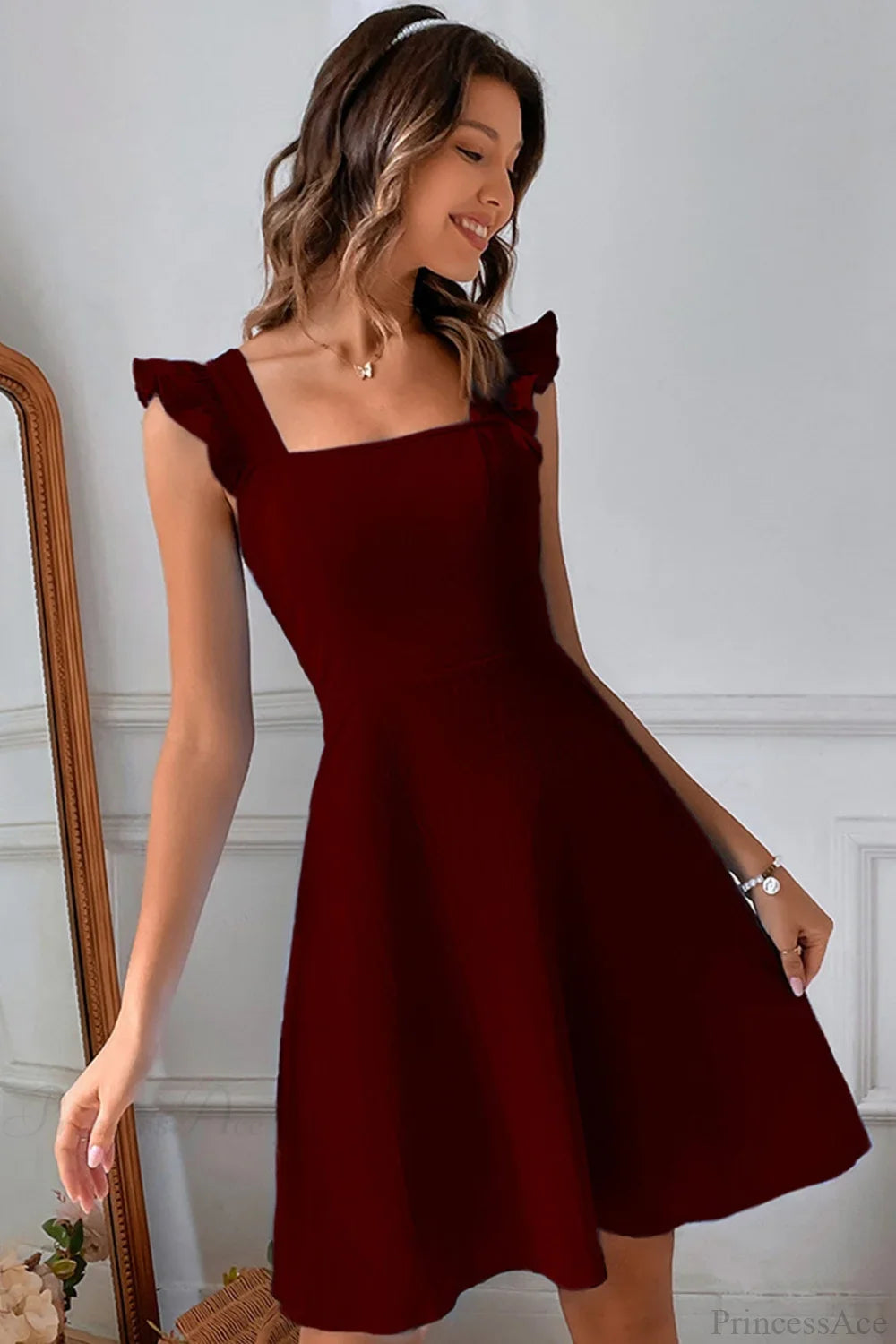 Sleeveless Mini Dress With Ruffle Tie-Back