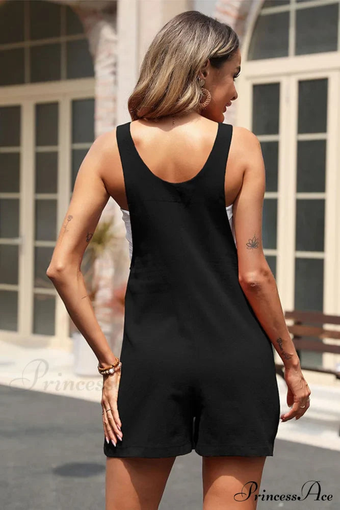 Sleeveless Single-Breasted Rompers