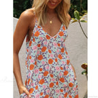 Sleeveless Strap Backless Deep V-Neck Summer Dress