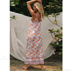Sleeveless Strap Backless Deep V-Neck Summer Dress