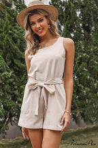 Sleeveless Tie-Front Rompers