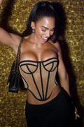 Slim Color Block Open Back Bustier Corset