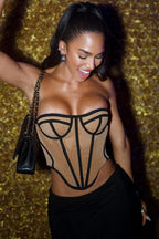 Slim Color Block Open Back Bustier Corset