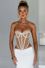 Slim Color Block Open Back Bustier Corset