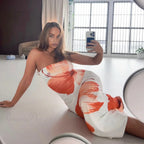 Slim-Fit Floral Print Tubeless Casual Beach Dress