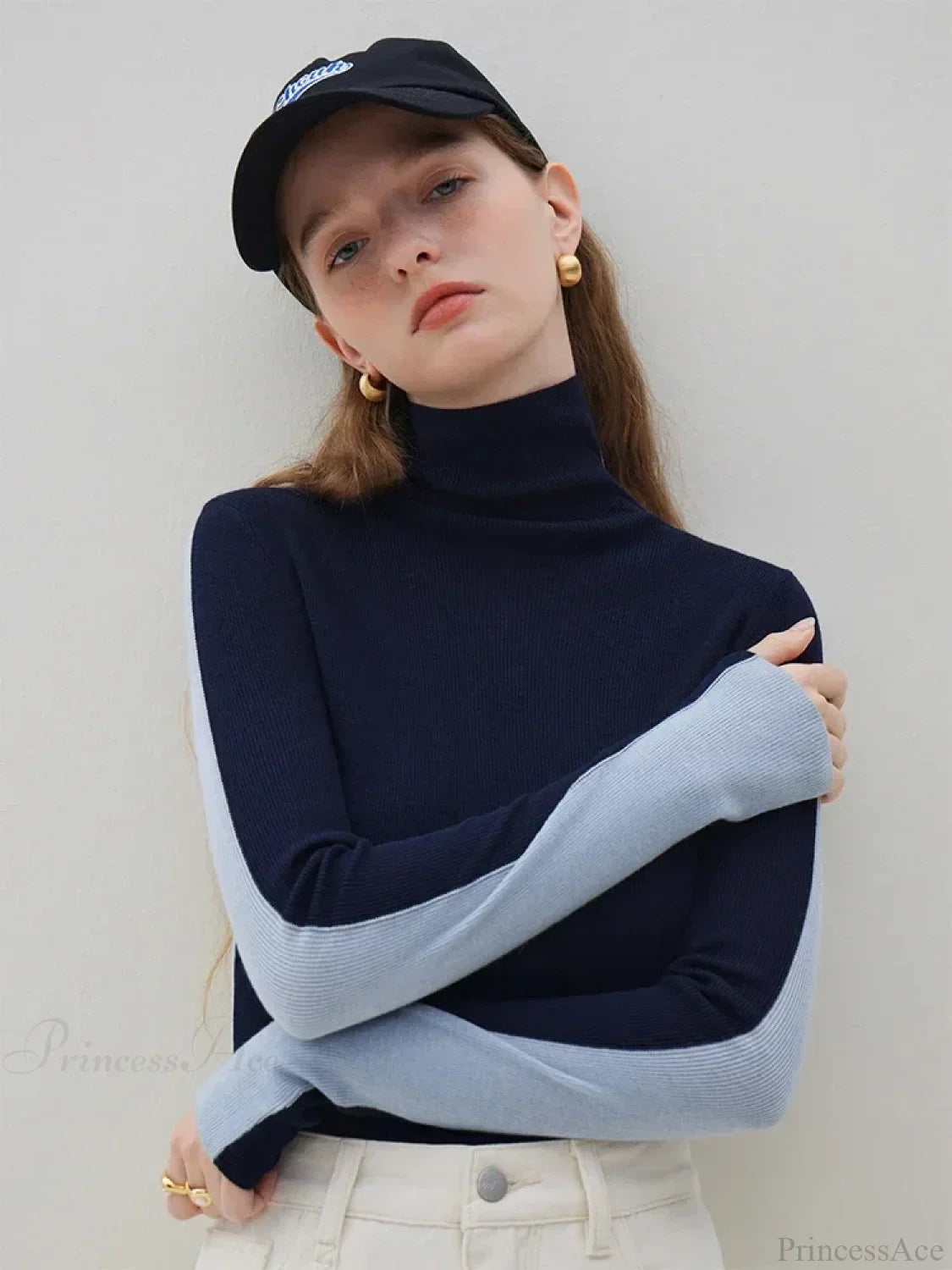 Slim Style Two - Wear High Turtleneck Sweater
