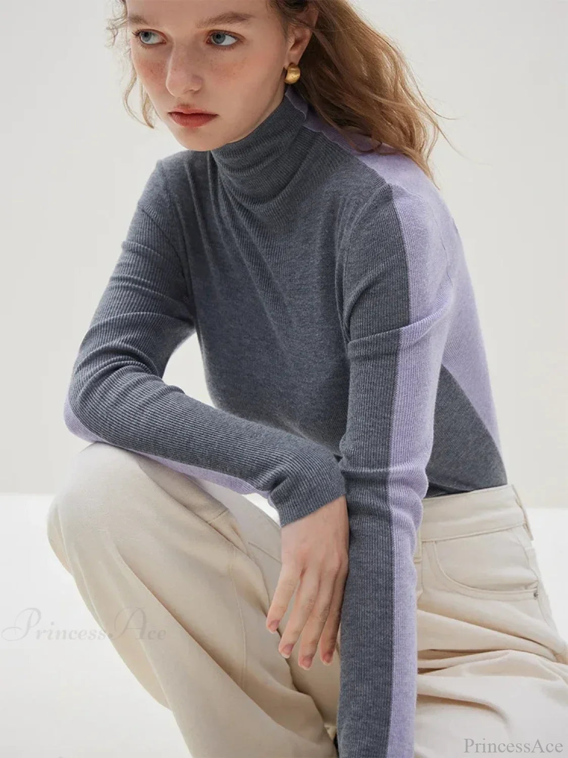 Slim Style Two - Wear High Turtleneck Sweater