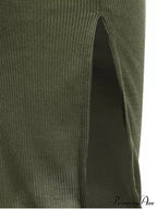 Slip Bodycon Ribbed Slit Dress