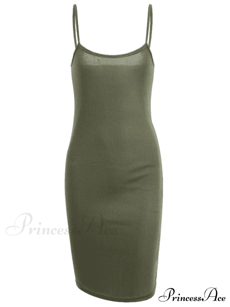 Slip Bodycon Ribbed Slit Dress