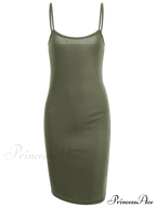 Slip Bodycon Ribbed Slit Dress