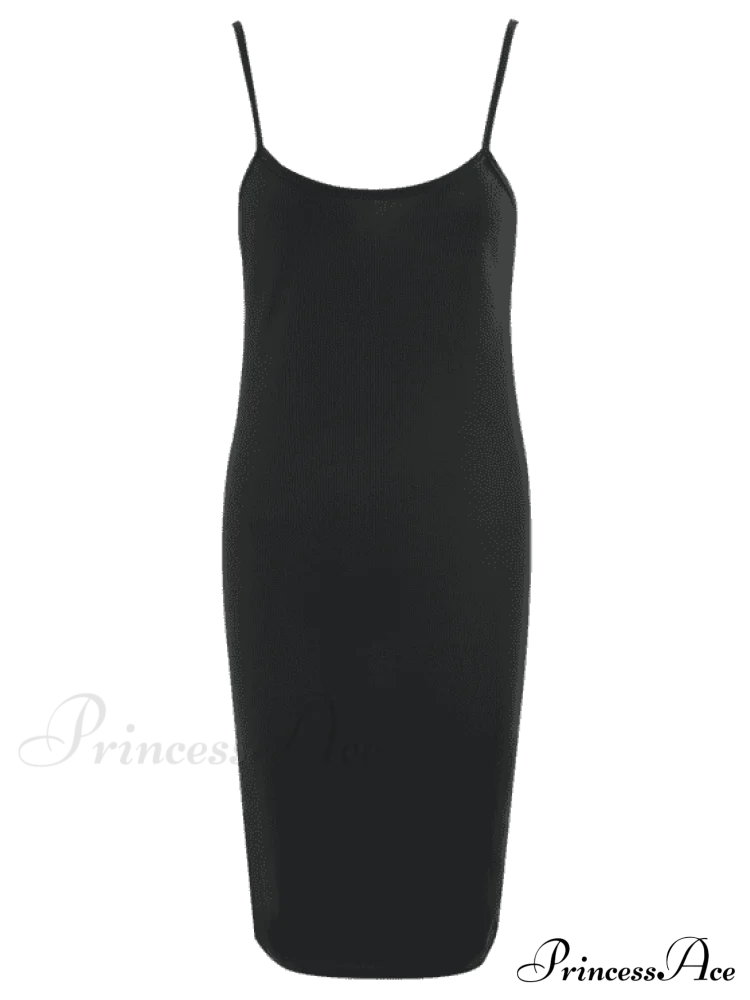 Slip Bodycon Ribbed Slit Dress