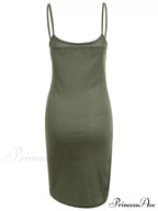 Slip Bodycon Ribbed Slit Dress