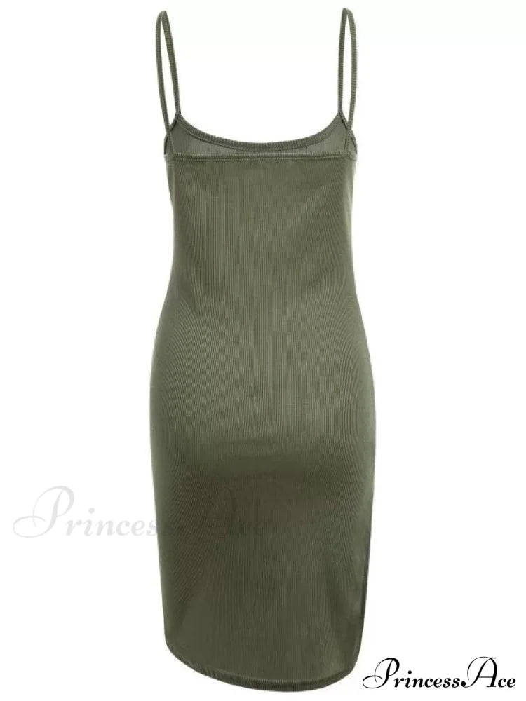 Slip Bodycon Ribbed Slit Dress