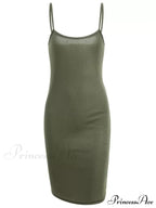 Slip Bodycon Ribbed Slit Dress