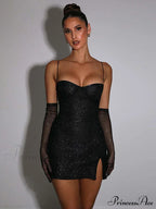 Slit Spaghetti Strap Mini Dress