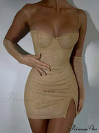 Slit Spaghetti Strap Mini Dress