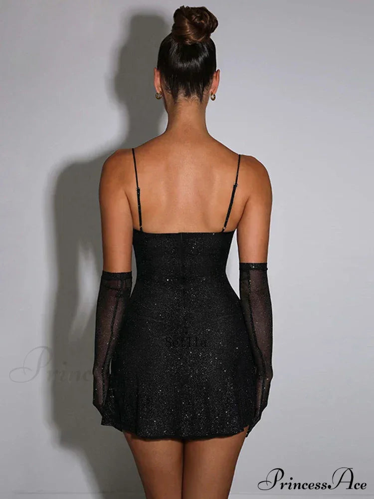 Slit Spaghetti Strap Mini Dress