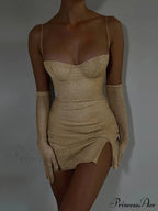 Slit Spaghetti Strap Mini Dress