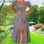 Small Fresh Floral Slim Fit Slit Camisole Dress