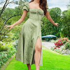 Small Fresh Floral Slim Fit Slit Camisole Dress