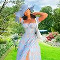 Small Fresh Floral Slim Fit Slit Camisole Dress