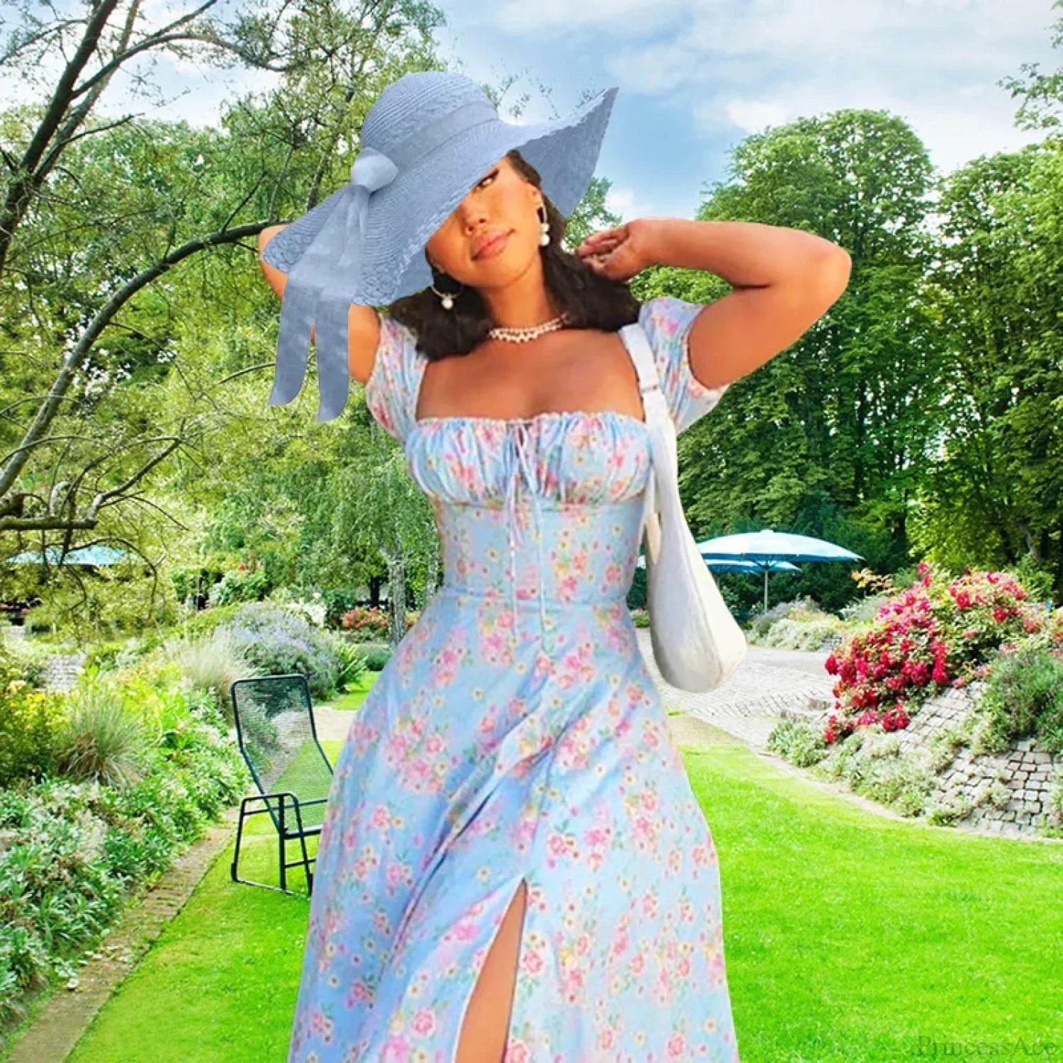 Small Fresh Floral Slim Fit Slit Camisole Dress