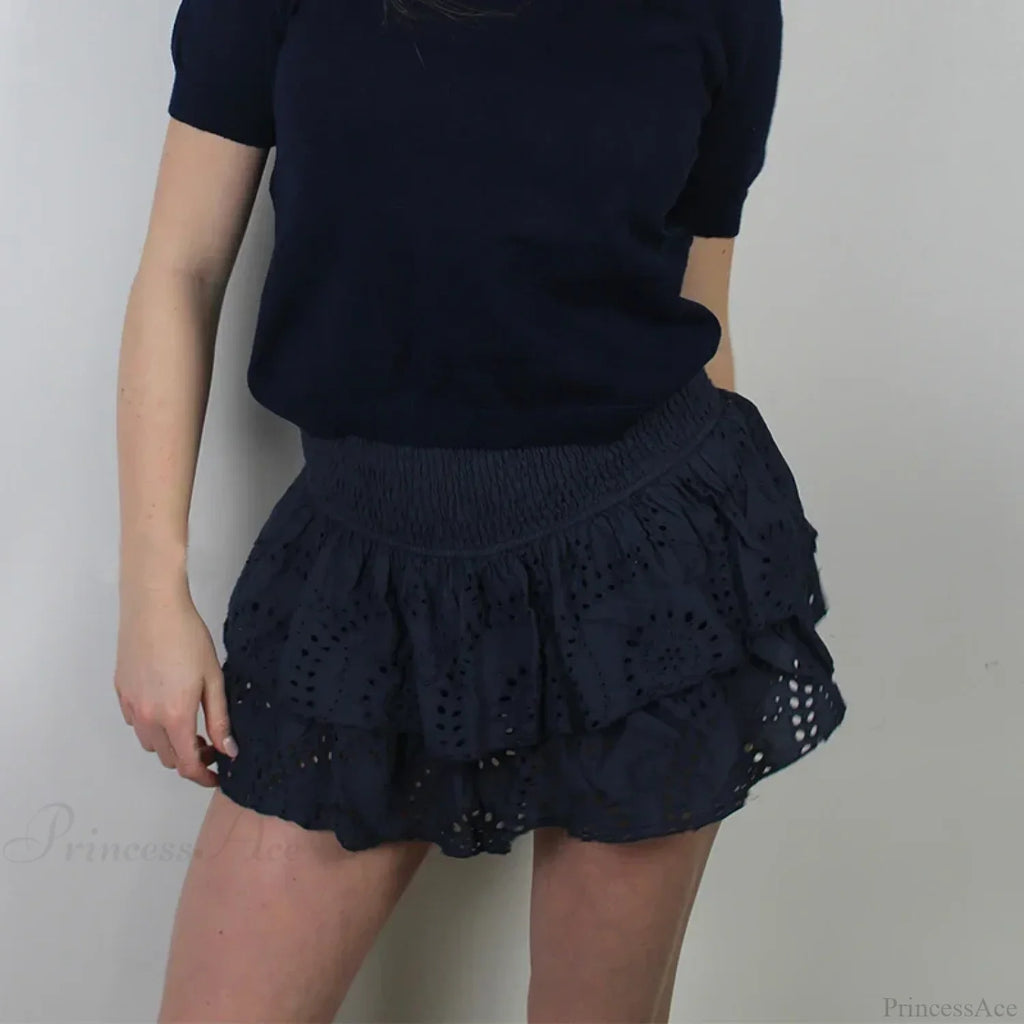 Smocked Boho Beach Ruffle Skirt