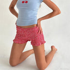 Smocked Ruffled Elastic Waist Short
