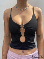 Solid Backless Hollow Out Fitness Camisole Crop Top
