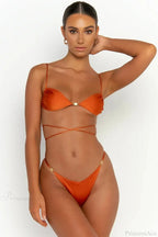 Solid Bikini Set Women Swimsuit With Ties