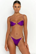 Solid Bikini Set Women Swimsuit With Ties