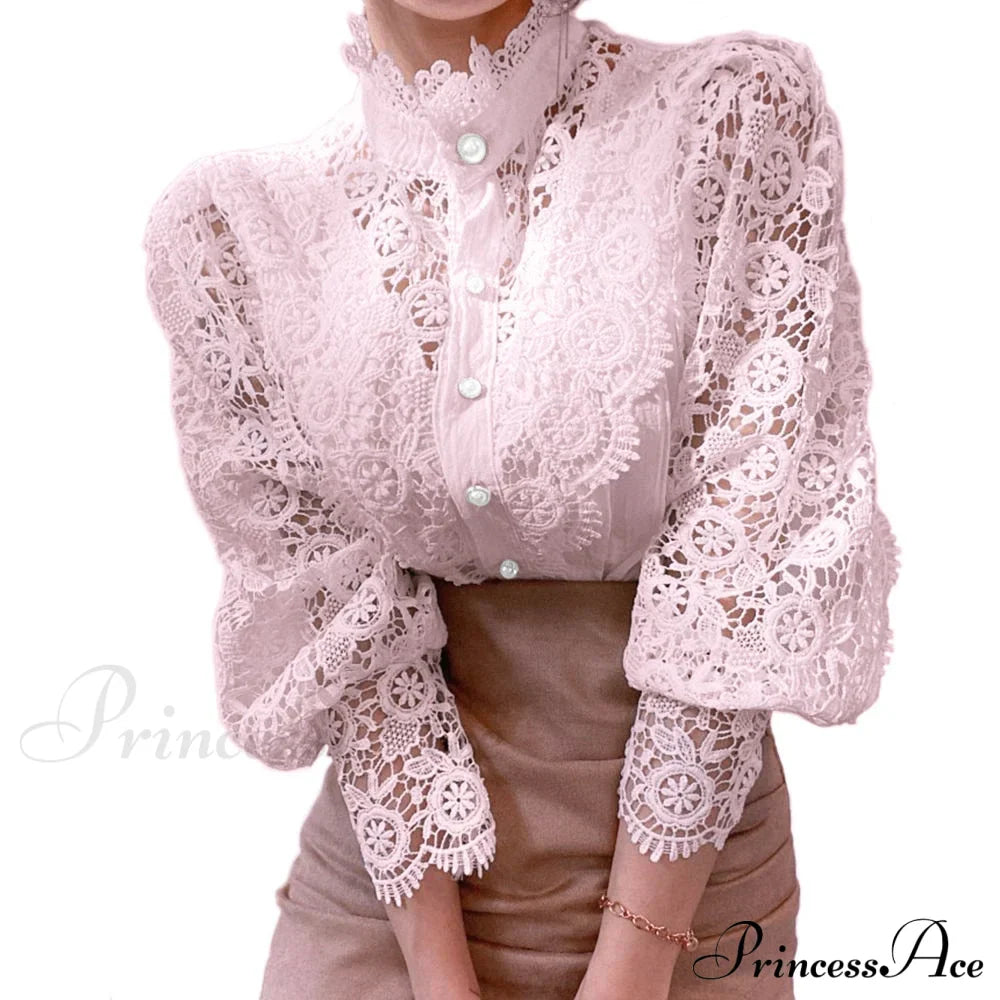 Solid Button Stand Collar Plus Size Blouse