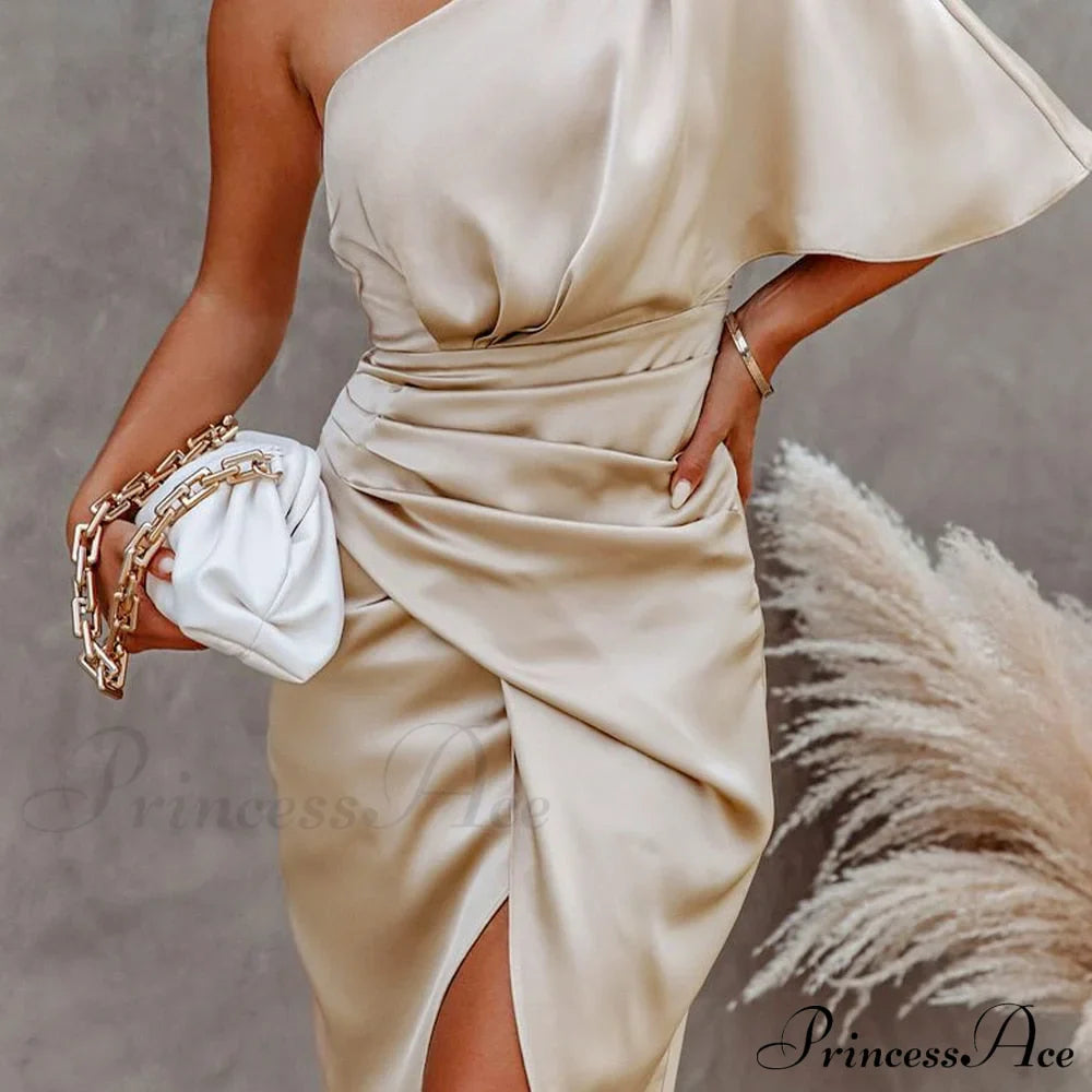 Solid Champagne Fitted Club Party Bodycon Dress
