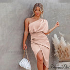 Solid Champagne Fitted Club Party Bodycon Dress