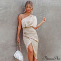 Solid Champagne Fitted Club Party Bodycon Dress