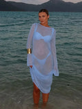 Solid See Through Bikini Cover Up